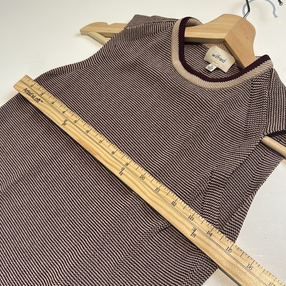 Aritzia Wilfred Palmier Sweater in Maroon/Cream Stripes Size Extra Small - Picture 5 of 8